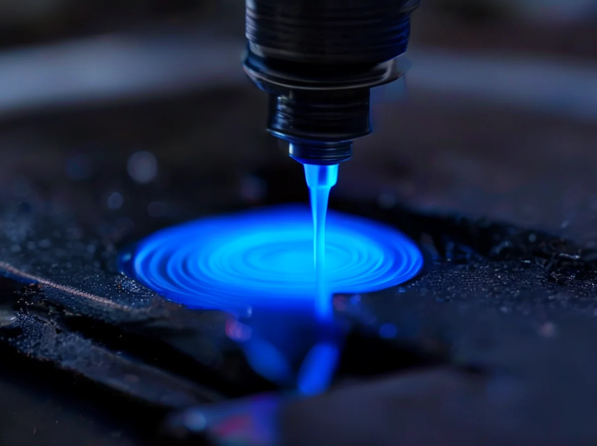 La bocca di un 3D printer sta escludendo filo di plastica