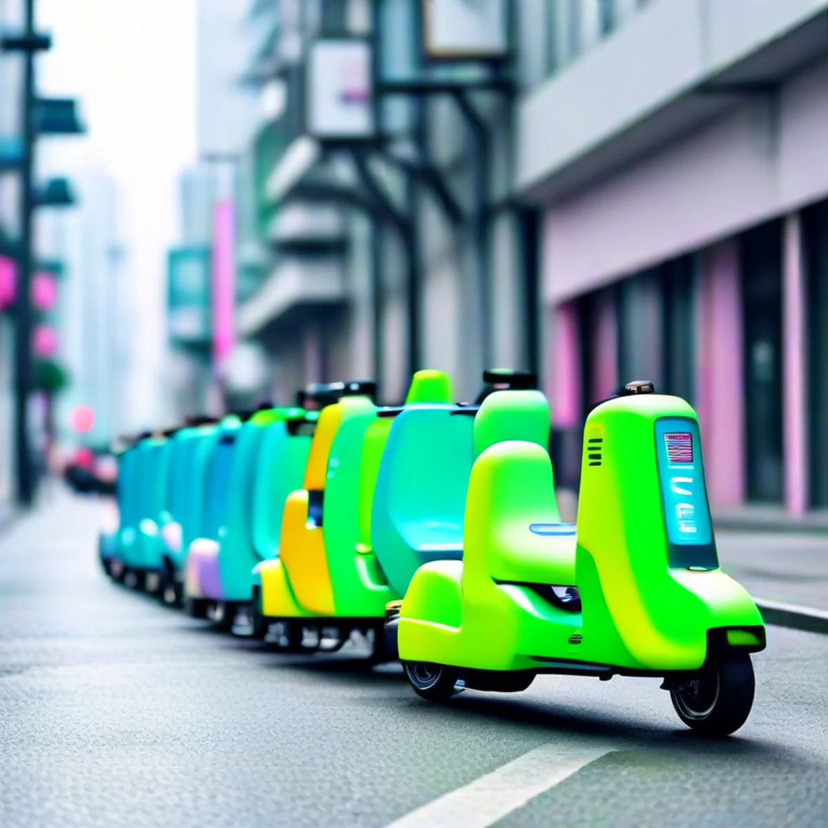 Moderne Elektroroller in einer taiwanesischen Stadt