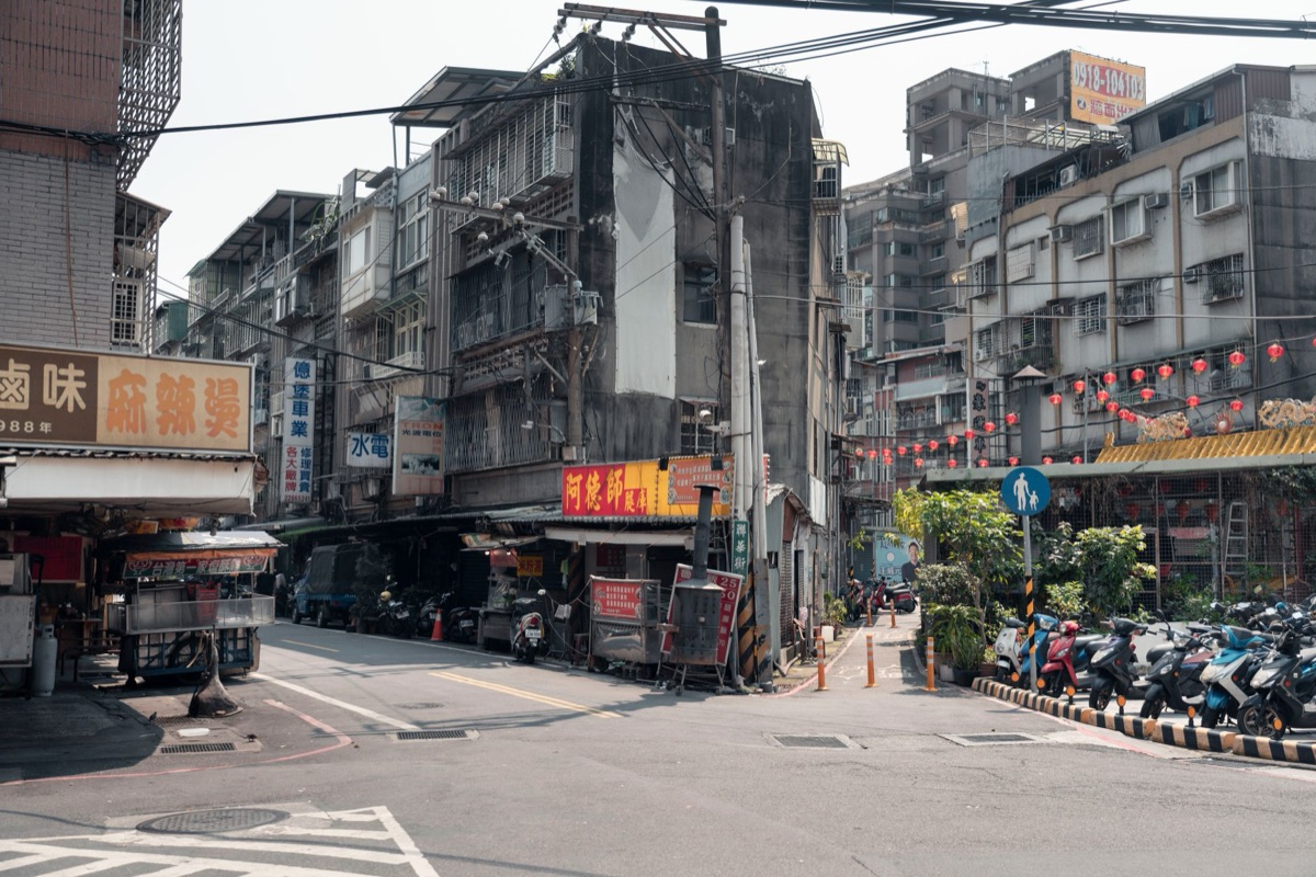 Taipei neighborhood with local shops and parks