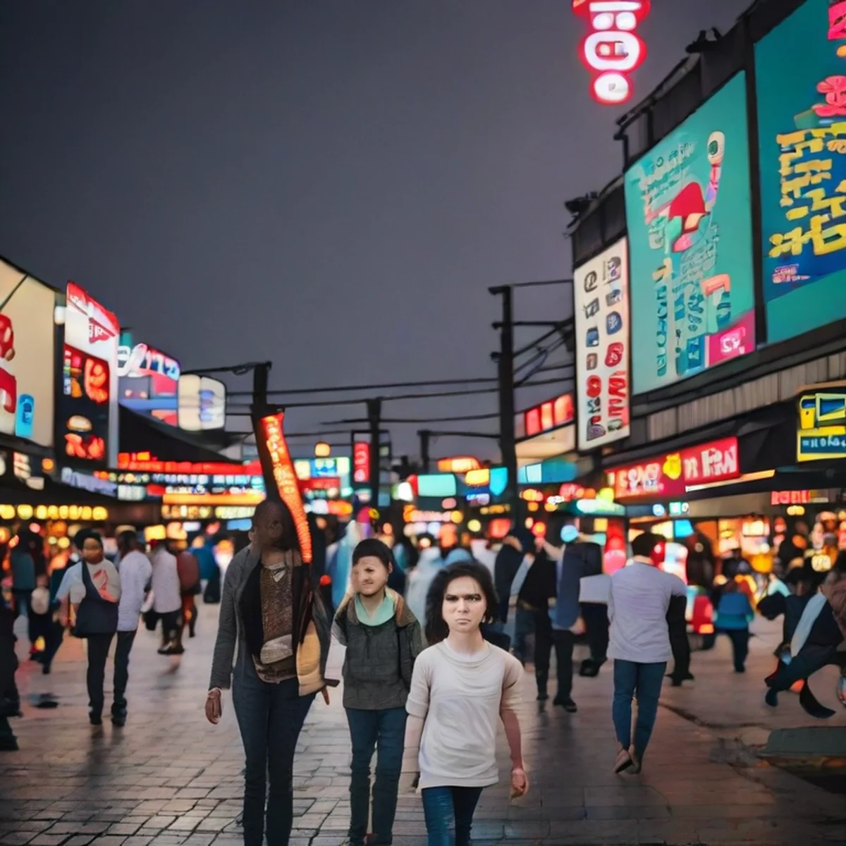 Vista aérea movimentada de um mercado noturno em Taipei, Taiwan.